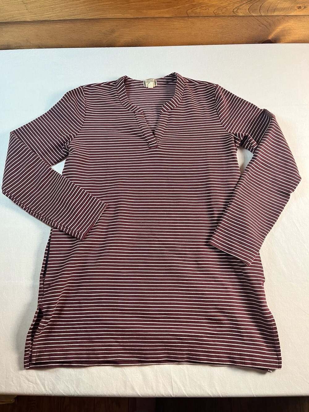 Duluth Trading Co. Women's Ponte Pro Striped Notch Neck Tunic with Pockets Small